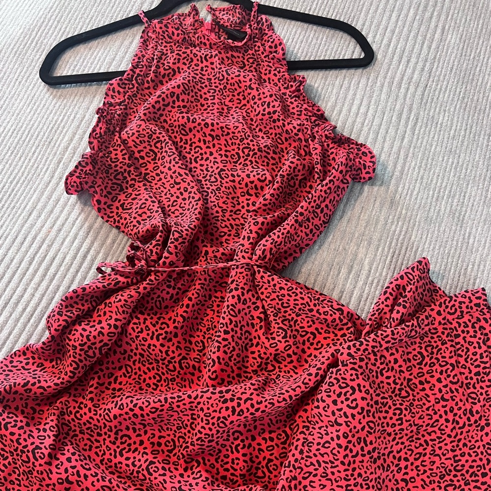 Halter neck animal print dress.